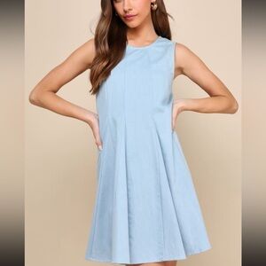 Lulus backless pleated denim mini dress